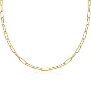 ZINZI Gold Plated Sterling Silver Chain Necklace Trendy Paperclip width 3,4mm 45cm ZIC1992G