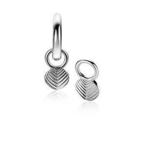 11mm ZINZI silver charm earrings in round shape, engraved with feather motif ZICH2644 (without hoop earrings)