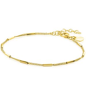 ZINZI Gold Plated Sterling Silver Curb Chain Bracelet with Bars width 1,6mm 16-19cm ZIA2366G
