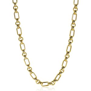 ZINZI Gold Plated Sterling Silver Chain Necklace Oval Rolo Chain 45cm ZIC2154G