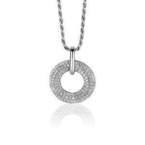 20mm ZINZI Sterling Silver Pendant Open Circle White Zirconias ZIH2446 (excl. necklace)