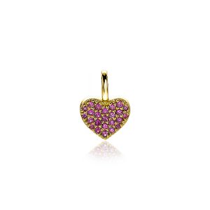 13mm ZINZI Gold Plated Sterling Silver Heart Pendant Dark Pink Zirconias ZIH2139R (excl. necklace)