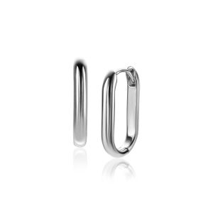 20mm ZINZI silver hoops in oval shape with round tube 3mm wide ZIO2605