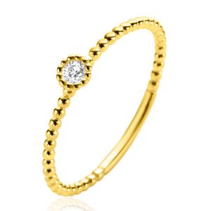 ZINZI 14K Gold Ring Beads Round White Zirconia ZGR308