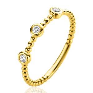 ZINZI 14K Gold Ring Beads White Zirconias ZGR309