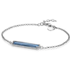 ZINZI Sterling Silver Bracelet Rectangular Blue Color Stone 16,5-19,5cm ZIA-BF54