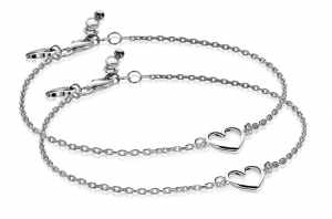 ZINZI Set of 2 Sterling Silver Bracelets Open Heart ZIA1420-SET