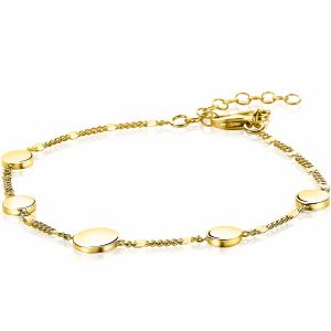 ZINZI Gold Plated Sterling Silver Bracelet Round Coins and Curb Chain 17-20cm ZIA2158G