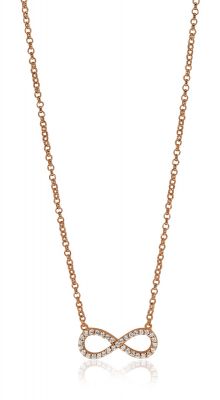 ZINZI Rose Gold Plated Sterling Silver Necklace Infinity with White Zirconias 42-45cm ZIC1065R