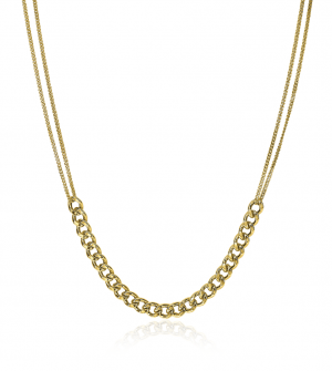 ZINZI Gold Plated Sterling Silver Multi-look Necklace Curb Chain 45cm ZIC2185G