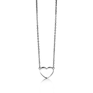 ZINZI Sterling Silver Necklace with Shiny Heart (10mm) to Engrave 43cm ZIC2346