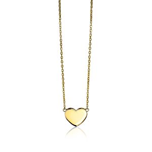 ZINZI Gold Plated Sterling Silver Necklace with Shiny Heart (10mm) to Engrave 43cm ZIC2346G
