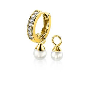 ZINZI Gold Plated Sterling Silver Earrings Pendants Pearl White ZICH1749WG (excl. hoop earrings)