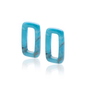 16mm ZINZI Earrings Pendants Rectangle in Turquoise Howlite ZICH2228 (excl. hoop earrings)