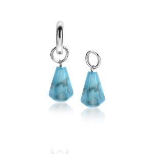 19mm ZINZI Sterling Silver Earrings Pendants Cone in Turquoise Howlite ZICH2256T (excl. hoop earrings)