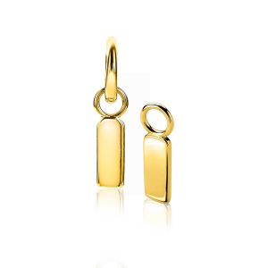 13mm ZINZI Gold Plated Sterling Silver Earrings Pendants Rectangular Small Plate ZICH2344G (excl. hoop earrings)