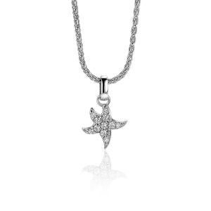 10mm ZINZI Sterling Silver Pendant Star Fish White Zirconias ZIH-BF49 (excl. necklace)