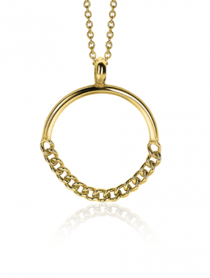 24mm ZINZI Gold Plated Sterling Silver Pendant Open Circle with Curb Chains ZIH2201G (excl. necklace)