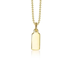 ZINZI Gold Plated Sterling Silver Pendant Flat Rectangle Bar ZIH2344G (excl. necklace)