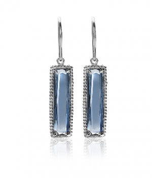 40mm ZINZI Sterling Silver Drop Earrings Rectangle Blue ZIO-BF54