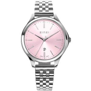 ZINZI Classy Watch 34mm Pink Dial Stainless Steel Case and Strap with Date ZIW1041