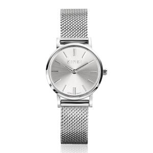 ZINZI Retro Mini Watch Silver Colored Dial Silver Colored Case and Stainless Steel Mesh Band 24mm  ZIW1802