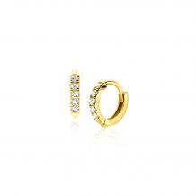 8mm ZINZI 14K Gold Hoop Earrings White Zirconias 8x1,6mm ZGO467