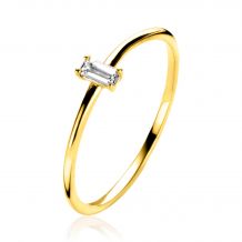 ZINZI 14K Gold Ring Rectangle White Zirconia ZGR369