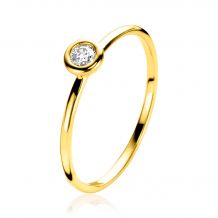 ZINZI 14K Gold Ring Round White Zirconia 4.5 mm width ZGR371