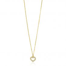 ZINZI 14K Gold Anchor Necklace Heart White Zirconias 7mm 40-42,5cm ZGC450