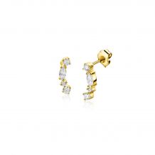 10mm ZINZI 14K Gold Fantasy Stud Earrings Square Drop White Zirconias ZGO464