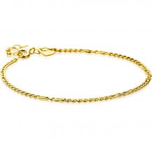 ZINZI Gold 14 karat gold solid gourmet bracelet with hawk eye links 2mm wide 17-19cm ZGA498
