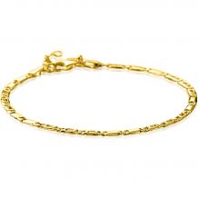 ZINZI Gold 14 karat gold solid bracelet with hawk eye links and shiny plates, 2.6mm wide, 17-19cm, ZGA499
