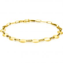 ZINZI Gold 14 karat gold solid link bracelet with smooth oval plates 6mm wide 19cm ZGA496
