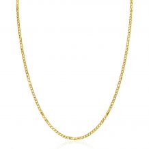 ZINZI Gold 14 karat solid gold curb chain necklace with hawk eye links, 2mm wide, 41-43cm long ZGC498
