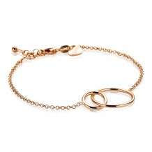 ZINZI Rose Gold Plated Sterling Silver Bracelet with 2 Connected Circles 16-19cm ZIA1278R