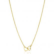 ZINZI Gold Plated Sterling Silver Necklace with 2 Connected Hearts 40-45cm ZIC2513G