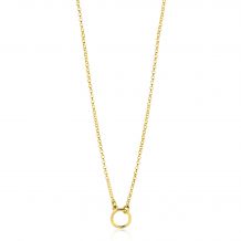 ZINZI Gold Plated Sterling Silver Necklace with Open Circle 40-45cm ZIC2523G