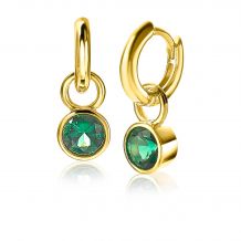 ZINZI Gold Plated Sterling Silver Earrings Pendants Green ZICH1486GG (excl. hoop earrings)