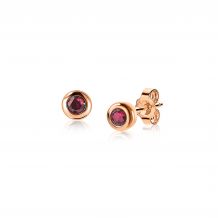 4mm ZINZI Rose Gold Plated Sterling Silver Stud Earrings Round Red Color Stone ZIO1177RR