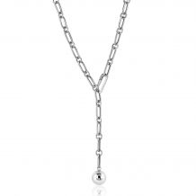 ZINZI Sterling Silver Chain Y-Necklace with Oval Chains and a Shiny Bead Pendant (14mm) 45cm ZIC2474