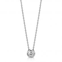 ZINZI Sterling Silver Necklace Round Setting with White Zirconia 40-45cm ZIC1775