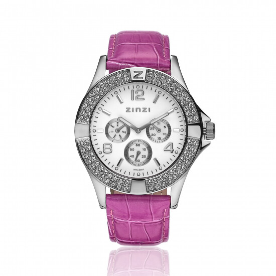 ZINZI Watch White Dial Fuchsia Strap UNO9