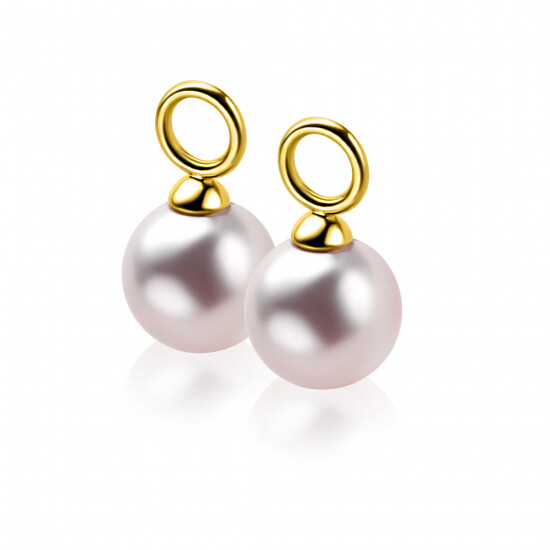 10mm ZINZI Gold 14-karat gold earring pendants with pink Swarovski crystal pearl, ZGCH002 (without hoops)