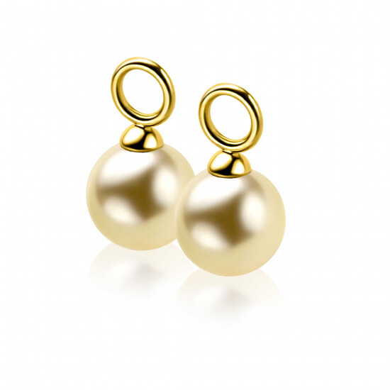 10mm ZINZI Gold 14-karat gold earring pendants with gold-colored Swarovski crystal pearl, ZGCH004 (without hoops)