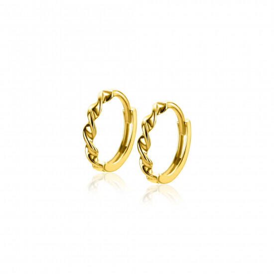 13mm ZINZI Gold 14 ct gold hoop earrings with a twisted tube and luxury hinged closure 13 x 2mm ZGO525