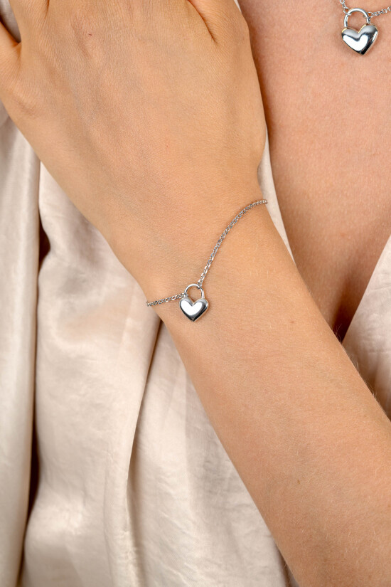 ZINZI silver link bracelet with a heart-shaped lock pendant 17-20cm ZIA2673