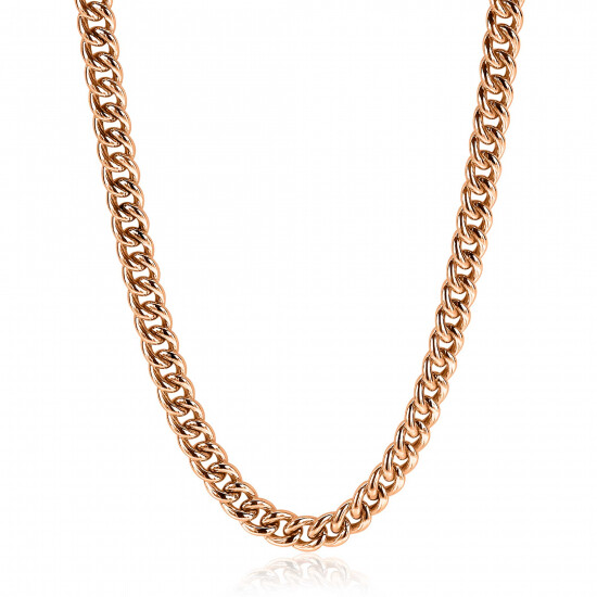 ZINZI Rose Gold Plated Sterling Silver Curb Chain Necklace 45cm ZIC1056R