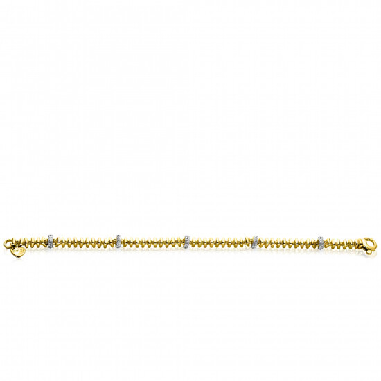 ZINZI gold plated silver square link bracelet 6mm wide, alternately set with white cubic zirconias 19cm ZIA2678Y