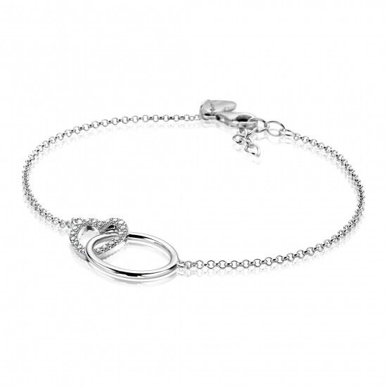 ZINZI Sterling Silver Bracelet with Connected Circle and Heart White Zirconias ZIA1483